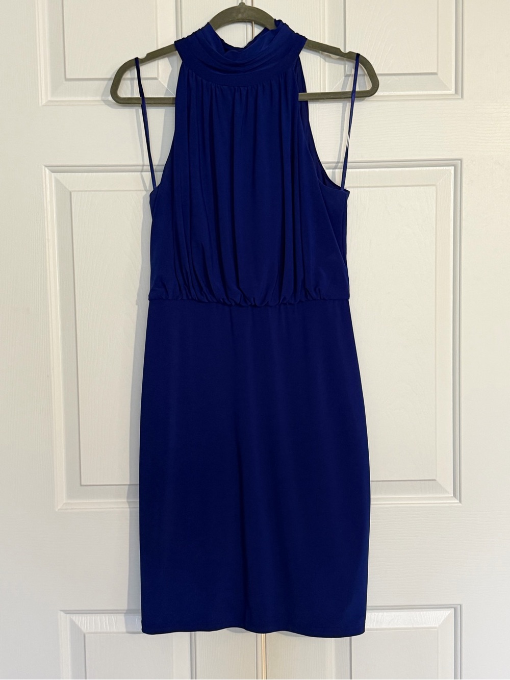 Jessica Howard Royal Blue High-Neck Midi Dress